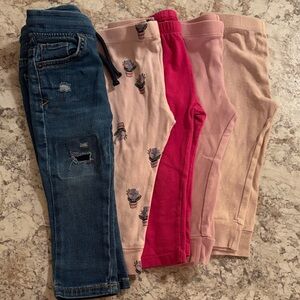 Cat & Jack Kids Jeans and Joggers Set - Blue, Pink, Tan